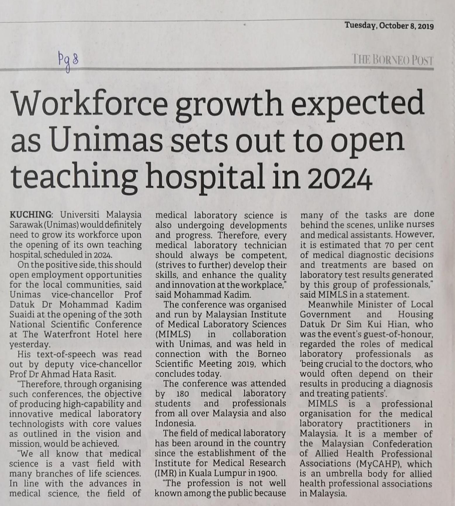 Workforce growth expected as Unimas sets out to Open teaching hospital